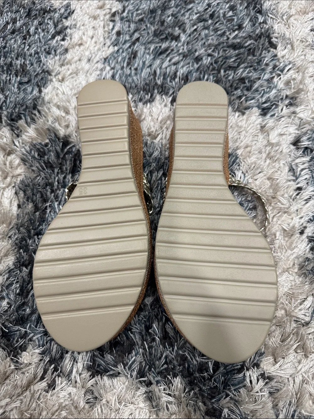 Woven Metallic Strappy Wedge Sandals